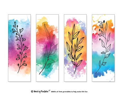 Watercolor Bookmarks Ideas To Print For Free World Of Printables