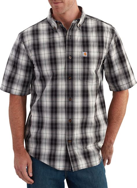 Carhartt Essential Plaid Button Down Short Sleeve Shirt In Black For