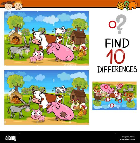 Differences Test With Farm Animals Stock Vector Image And Art Alamy