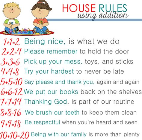 From Mrs To Mama House Rules Using Addition For Toddlers