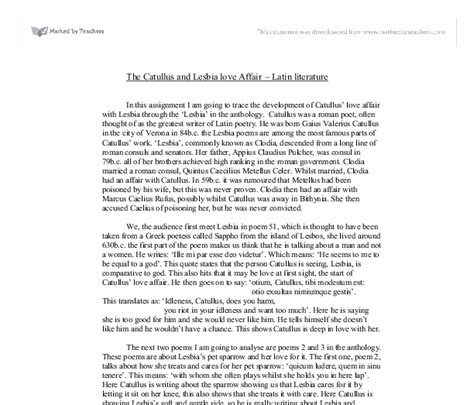 The Catullus And Lesbia Love Affair Latin Literature Gcse English