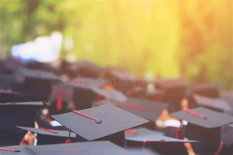 Image Blur Education Group Of Graduates During Commencement Concept