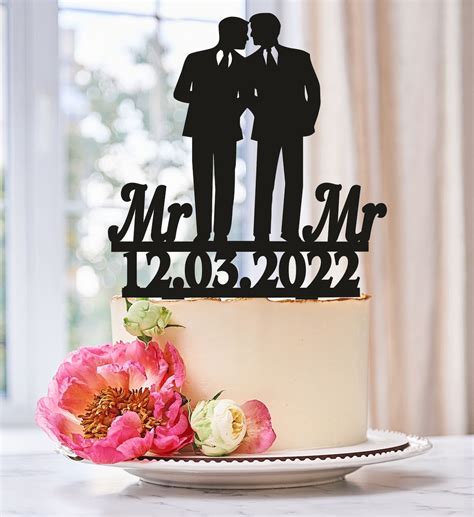 Gay Cake Topper With Date Same Sex Date Cake Toppergay Etsy
