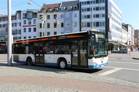 Public Bus Waiting For Passengers At Downtown Bielefeldgermany