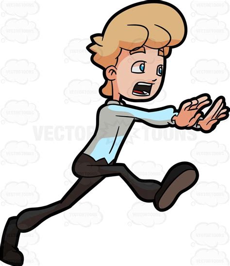 A Scared Man Running Away Cartoon Stock Clip Art • Vector Toons