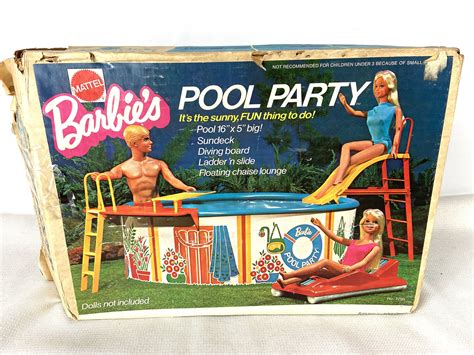 Barbies Pool Party No 7795 Barbie Mattel Circa 1973 Complete Etsy Barbie Pool Party Barbie
