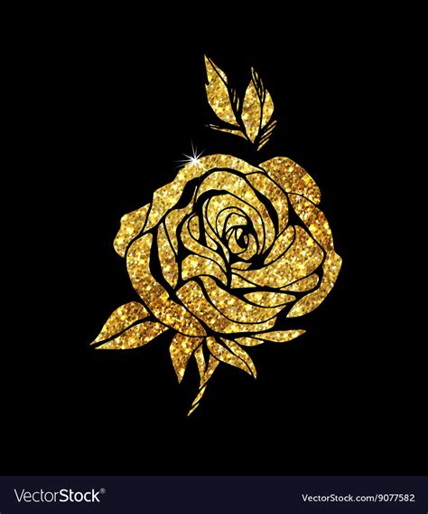 Glowing Golden Rose Royalty Free Vector Image Vectorstock