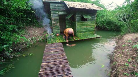 Build The Most Beautiful Bamboo House On River In Deep Jungle By Woman