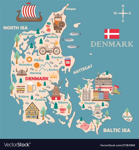 Stylized Map Denmark Royalty Free Vector Image
