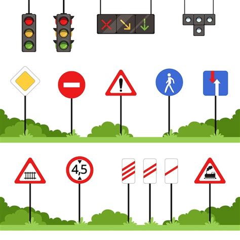 Premium Vector Road Signs Set Various Traffic Sign Vector Illustrations