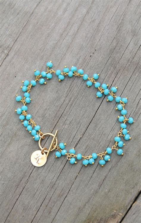turquoise bracelet beaded gemstone custom stamped etsy artofit