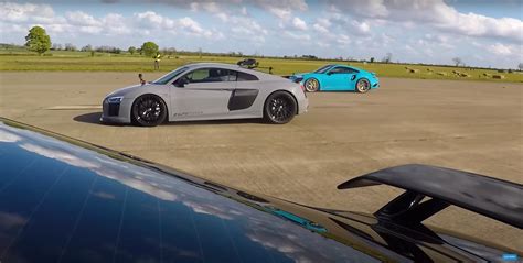 3400 Hp Drag Race Between Audi Tt Rs R8 And 911 Turbo S Is An