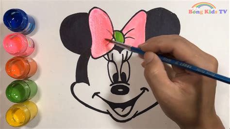 Dạy Bé Vẽ Và Tô Màu Chuột Mickey Cara Menggambar Dan Mewarnai Minnie