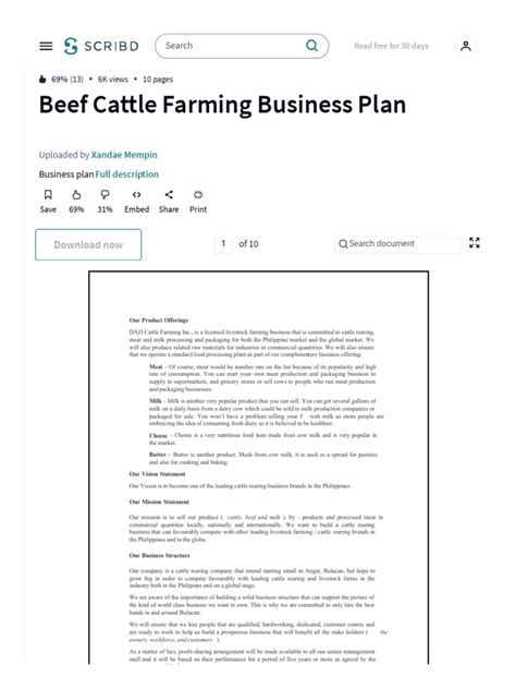 Beef Cattle Farming Business Plan Pdf Cattle Livestock Pdf