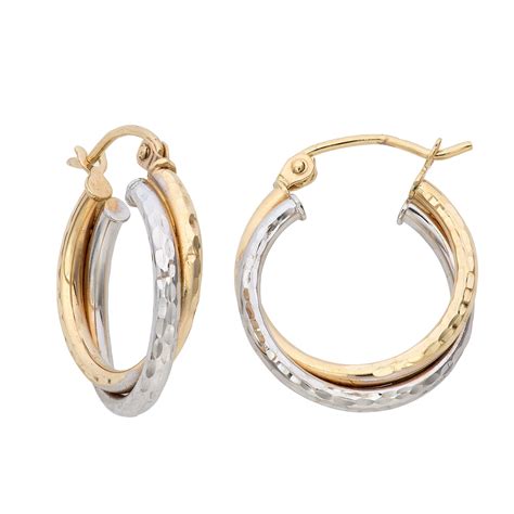 Shop Gioelli K Gold Two Tone Diamond Cut Double Twist Hoop Earrings