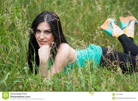 Beautiful Slim Brunette Girl On A Walk Stock Image Image Of Portrait Happy 47241685