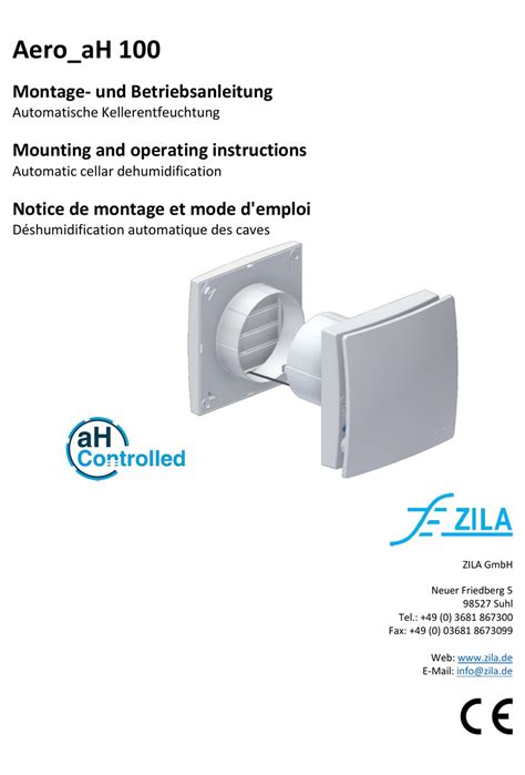 Zila Aero Ah 100 Mounting And Operating Instructions Pdf Download