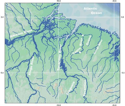 Map Showing The Delta Of Lower Amazon River And Its Main Right Bank