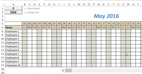 Printable Employee Vacation Tracker Excel Calendar Excel Templates