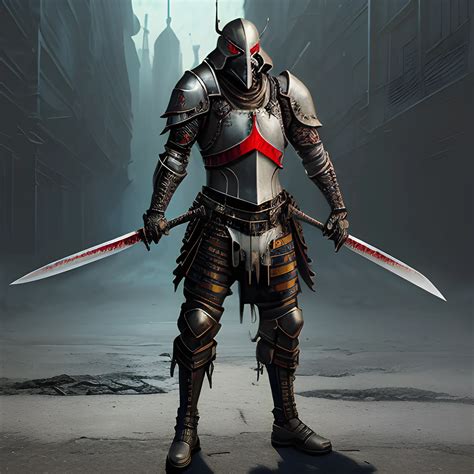 Evil Masked Mercenary Slim Armor Bloody Sword Super Futurist