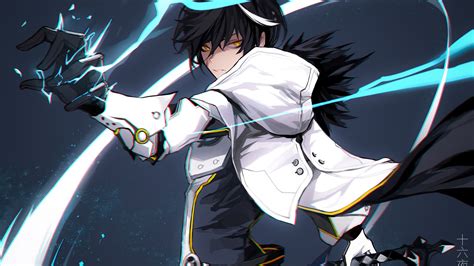 Download 1920x1080 Raven Elsword Magic Anime Boy Cape Black Hair