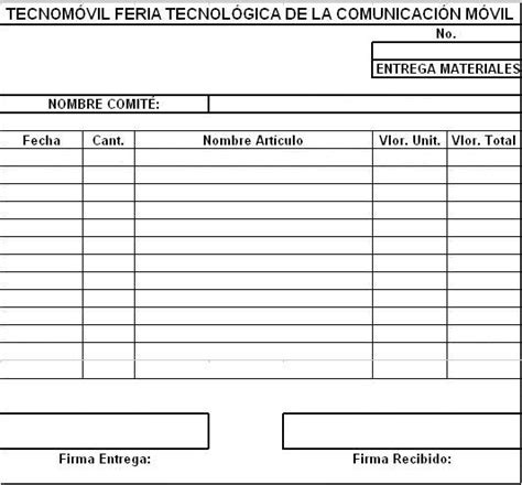 Logistica Formato De Entrega Y Recibo De Materiales