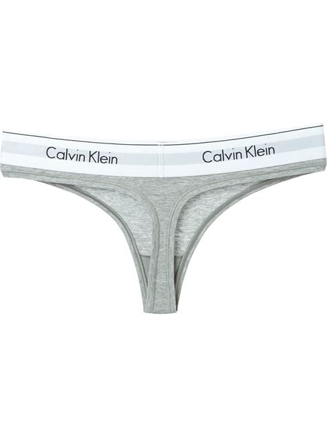 calvin klein logo waistband thong in gray lyst