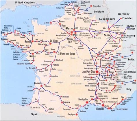 A Large Map With Many Roads And Major Cities In France Including The