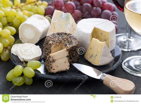 Assorted Soft Cheeses And Snacks To Wine Stock Photo Image Of Dairy