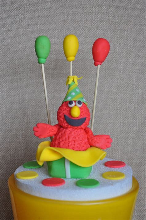 Elmo Cake Topper Deluxe Set Made Of Fondant Sesame Street Themed