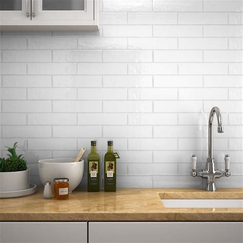 Click To View Mileto Brick White Gloss Ceramic Wall Tile 75 X 300mm