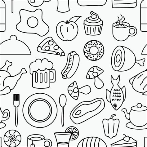 Asgment pendidkan kesihatan piramid makanan.docx. Junk Food Seamless Pattern Doodle Drawing Style Line Art ...