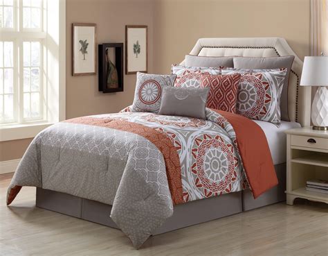 Box springs are a thing of the past. 9 Piece Tibet Clay/Taupe 100% Cotton Comforter Set