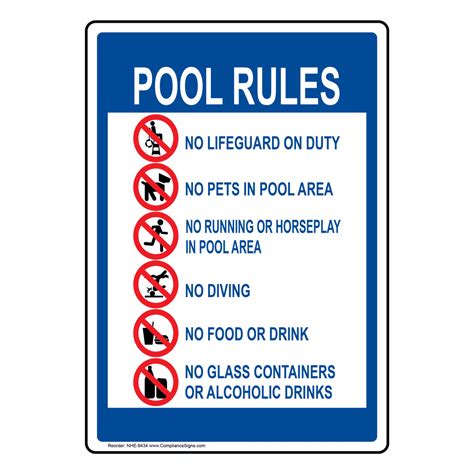 Pool Rules Sign Nhe 9434 Swimming Pool Spa