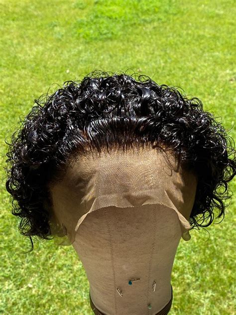 Human Hair Curly Short Pixie Wig Etsy
