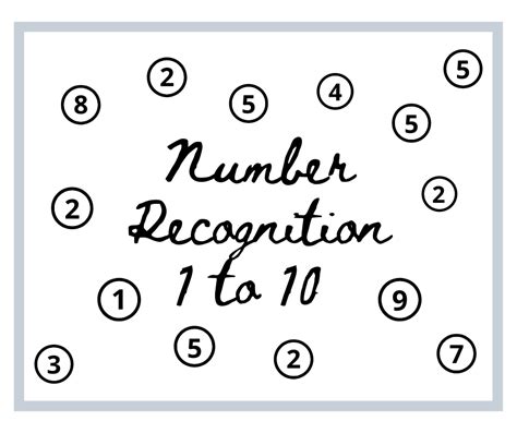 Number Recognition 1 To 10 Kindergarten Worksheets Identification Of