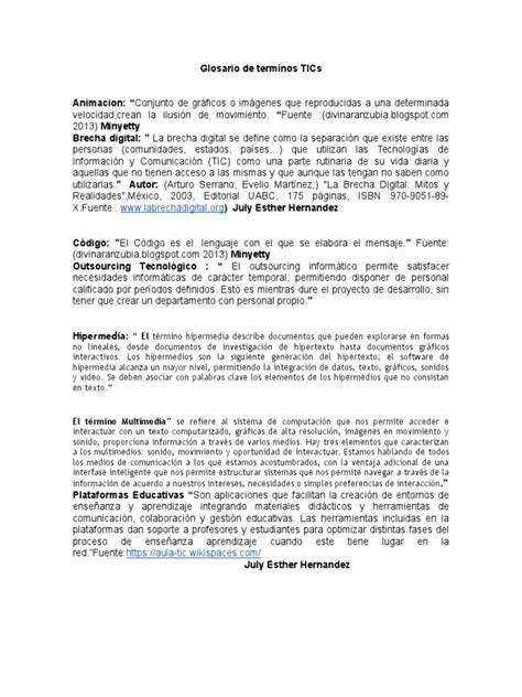 Glosario De Terminos Tics Pdf Wiki Tecnología De Información Y