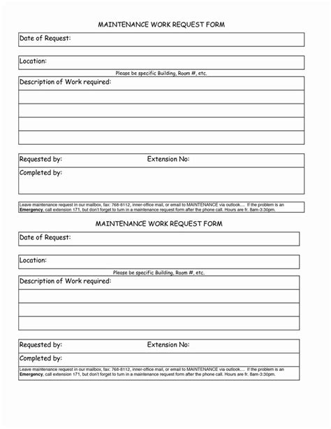 work request form template fresh work request form work request form