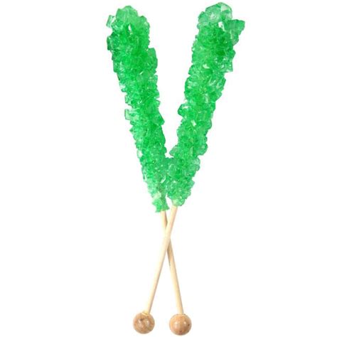 Large Unwrapped Green Rock Candy Crystal Sticks Lime Rock Candy
