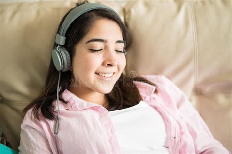 Cute Latin With Big Headphones Stock Image Image Of Adult Female
