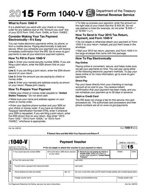 Irs 1040 V 2015 Fill Out Tax Template Online Us Legal Forms