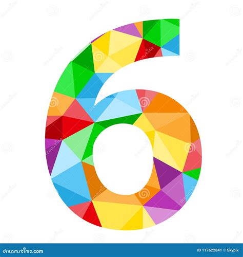 Icono Del Número 6 Con El Modelo Colorido Del Polígono Ilustración Del