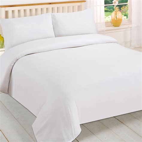 Brentfords Plain White Duvet Cover And Pillowcase Bedding Set Single Double King Ebay