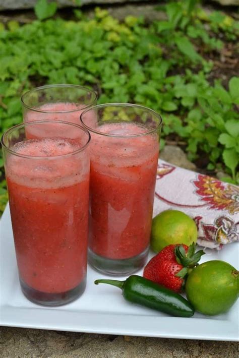 Watermelon jolly rancher frozen margarita (jolly rancher infused tequila, lime juice, simple syrup). Strawberry Jalapeno Vodka Limeade | Recipe | Limeade ...