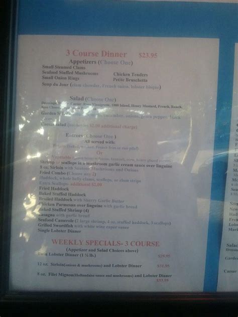 Menu At Bell Buoy Restaurant Old Orchard Beach 24 Old Orchard St