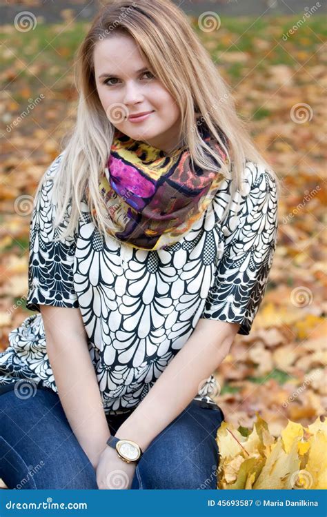 Woman In Autumn Park Stock Image Image Of Glamour Nymph 45693587