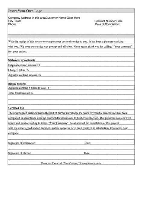 Professional Job Completion Form Template Doc Example In 2021 Job