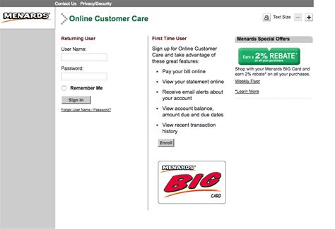 Your capital one card can be locked in case of misplaced cards or theft. Menards BIG Card | Login Make a Payment