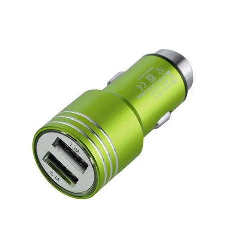 Universal Dual Usb Ports Car Charger Adapter 21a 24v Neon Green