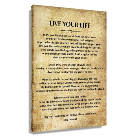 Buy Live Your Life Tecumseh Poem Framed Motivational Wall Art Prints Vintage Canvas Quotes Wall